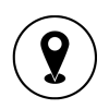 A simple black and white location pin icon inside a circular border.