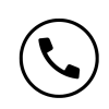 A simple black and white phone icon featuring a telephone handset inside a circular border